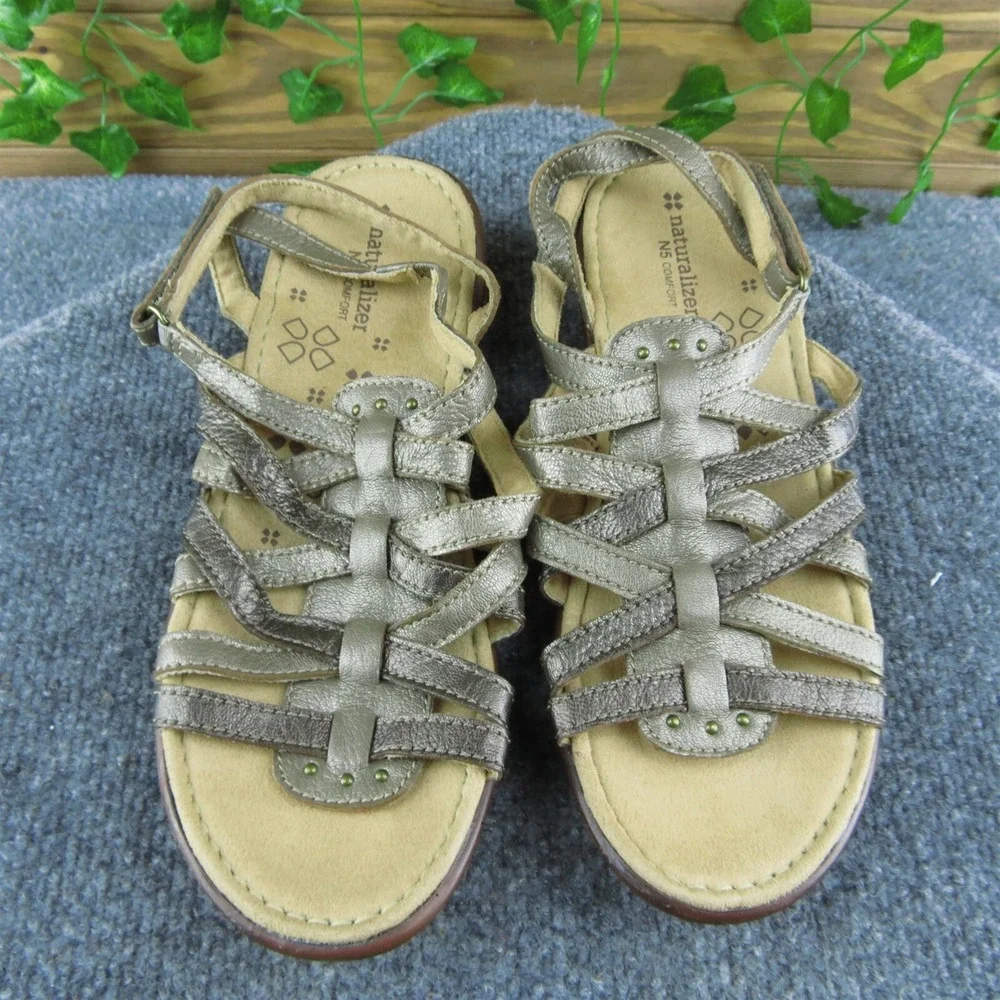 Naturalizer Jamboree Women Gladiator Sandal Shoes Sz 9 M Walking Bronze‎ Leather